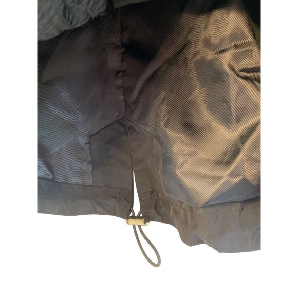 Michael Kors Black Hood Coat L Gold Zip Rain Wind Transition RR10487 Mid EUC - Picture 13 of 16